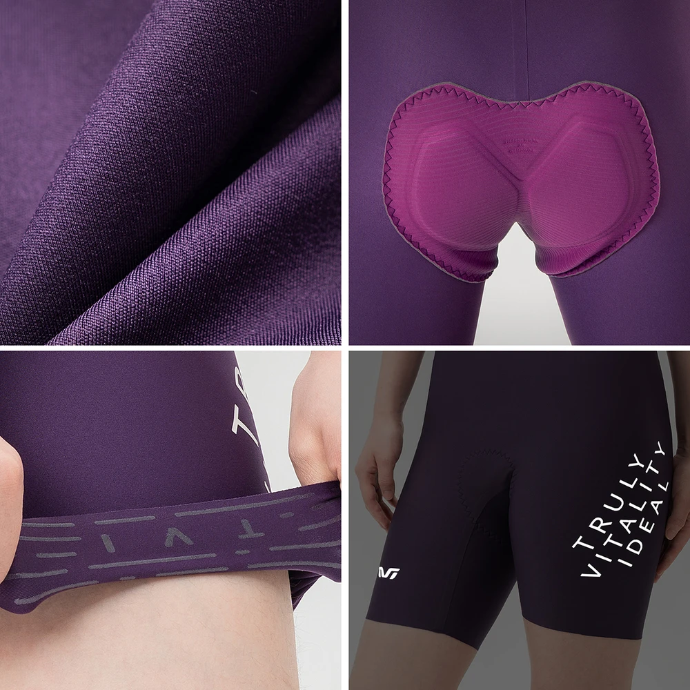 Rockbros YDDK017-1 TVI Women's Cycling Shorts with Bib and Pad Size S - Violetinė