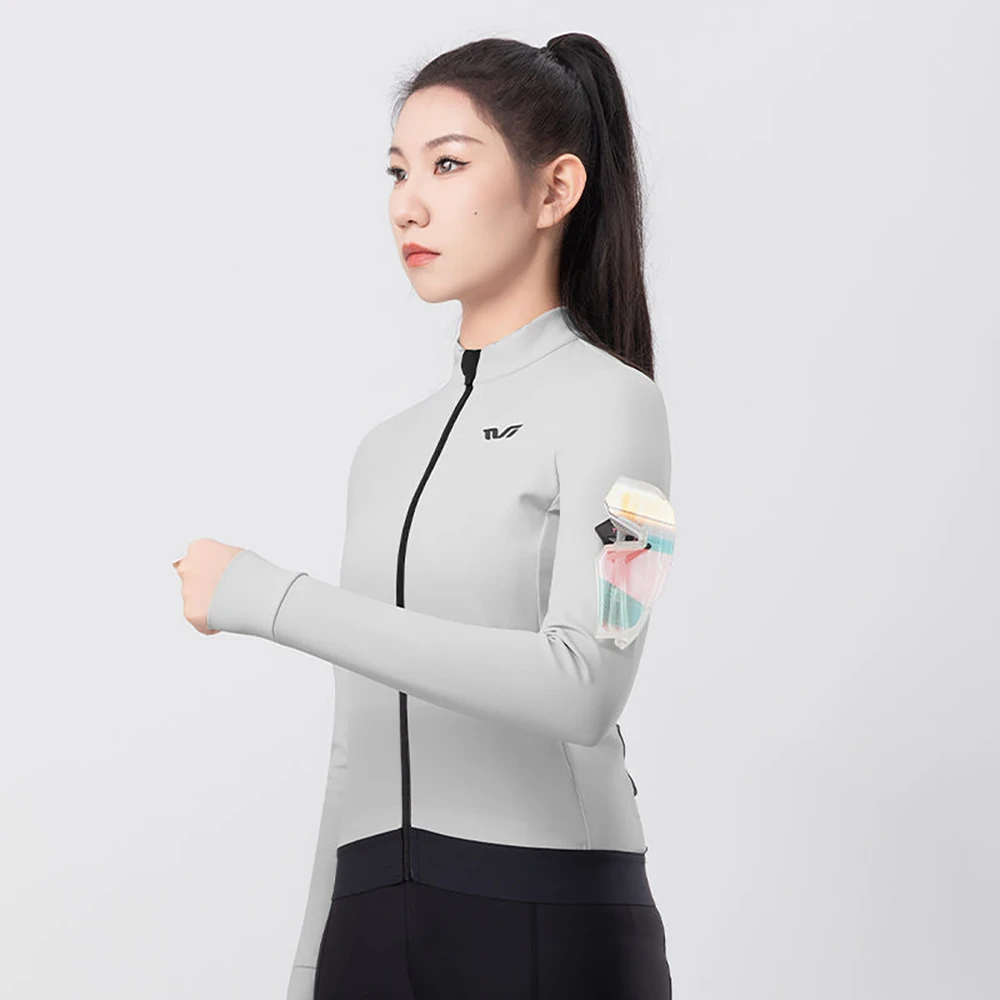 Rockbros YDWT006 TVI women's cycling jersey insulated autumn/winter L - baltas and pilka