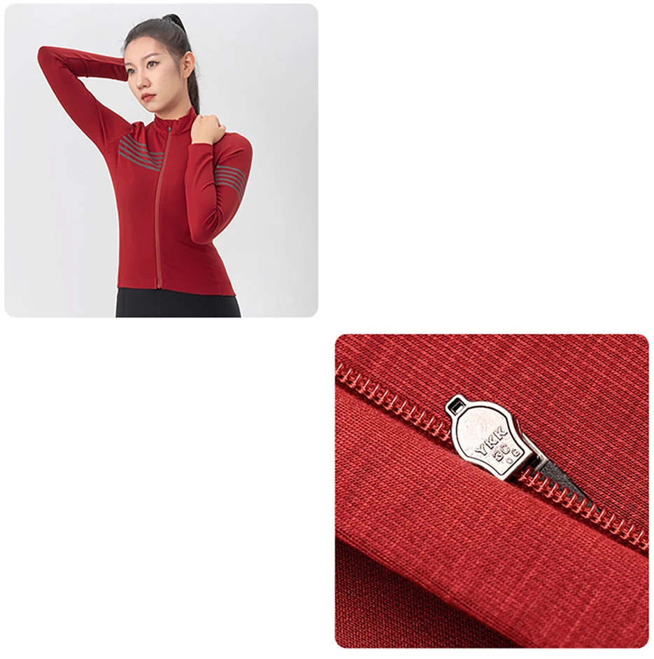 Rockbros YPW065 TVI Women's Long Sleeve Cycling Jersey Fall/Winter S - Raudona