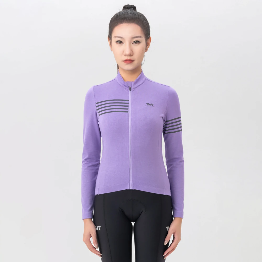 Rockbros YPW065 TVI Women's Long Sleeve Cycling Jersey Fall/Winter S - Violetinė