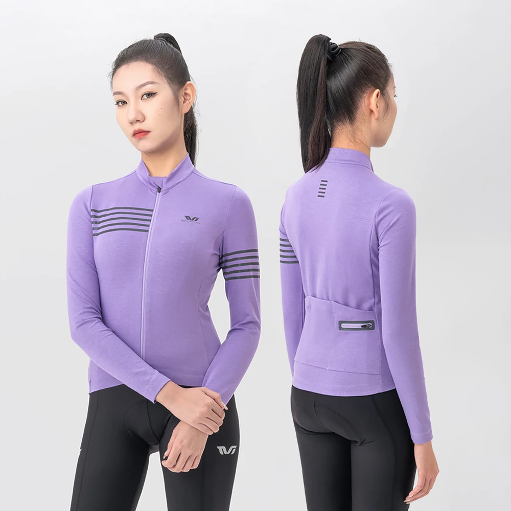 Rockbros YPW065 TVI Women's Long Sleeve Cycling Jersey Fall/Winter S - Violetinė