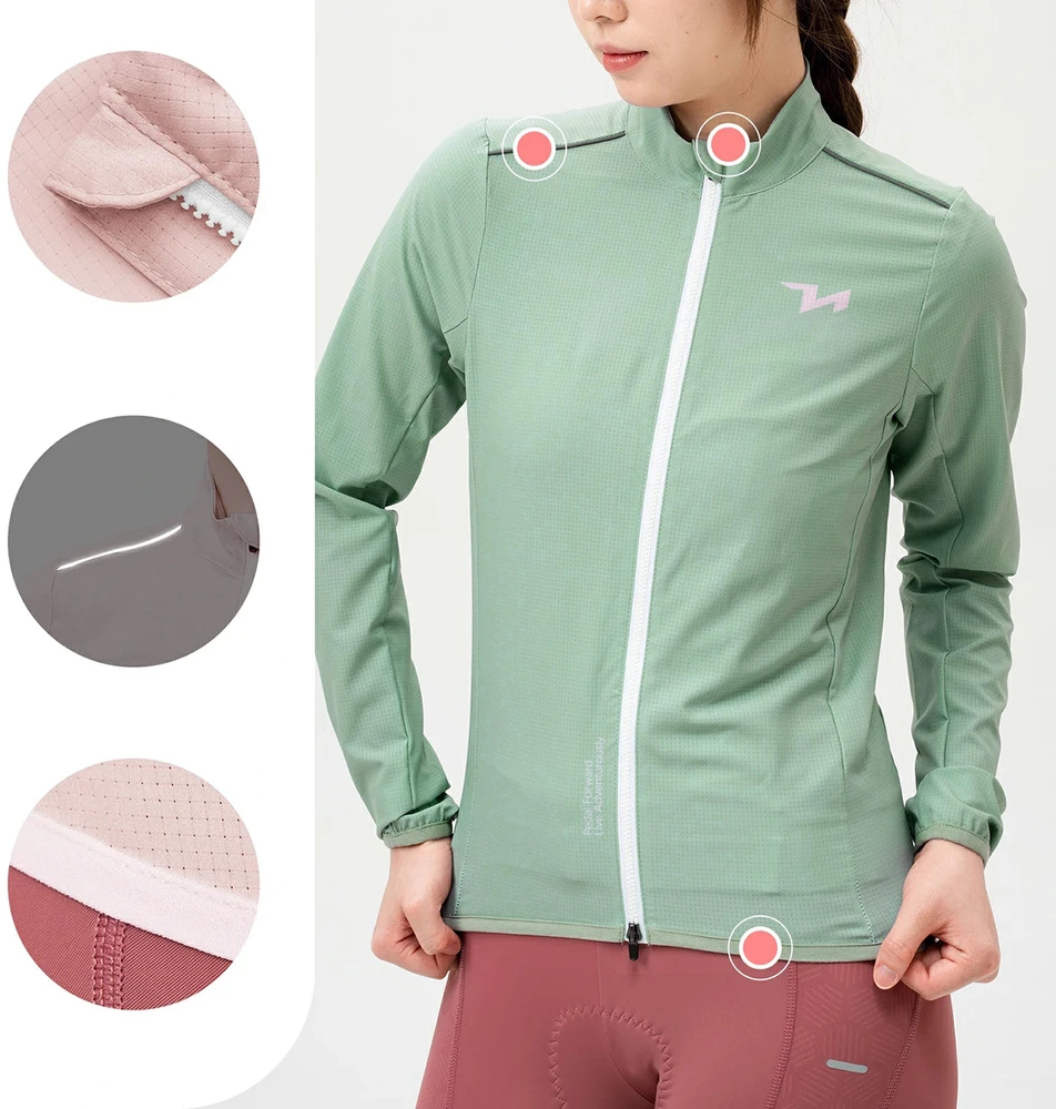 Rockbros YPW069 TVI L Women's Cycling Jacket - Žalias