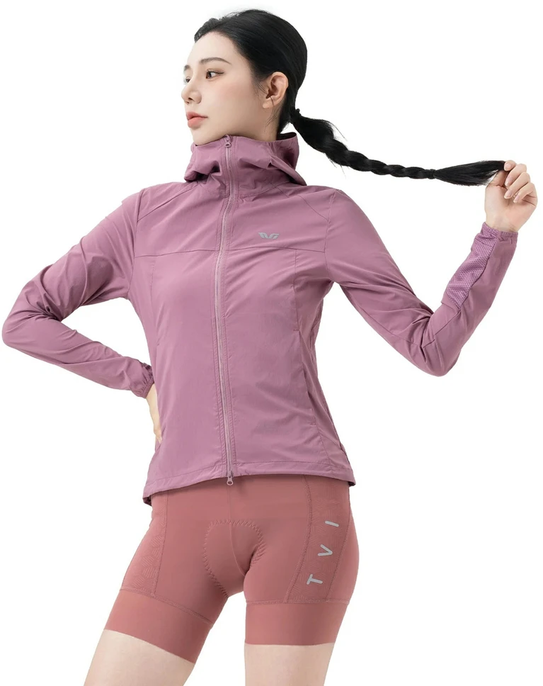 Rockbros YPW079 TVI Women's Cycling Jacket with Hood Size M - Rožinė