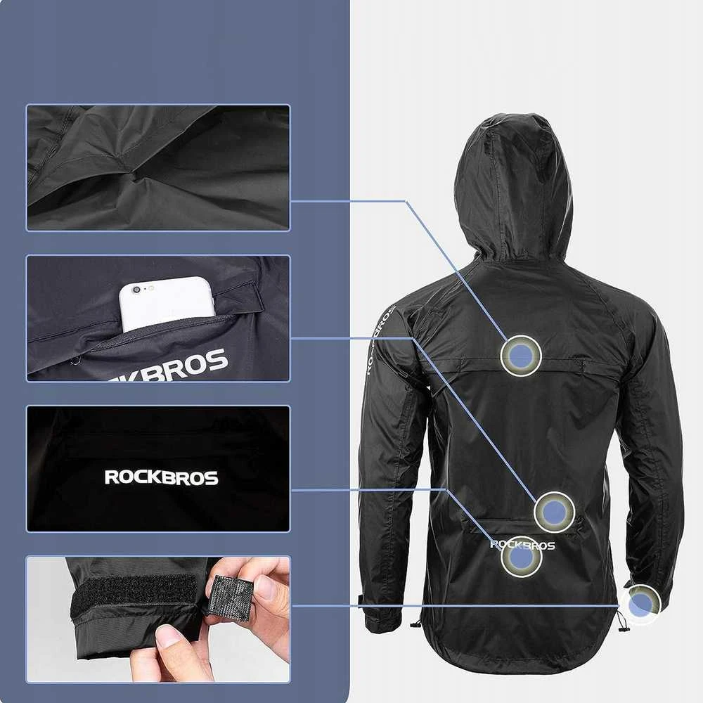 Rockbros YPY013BK3XL Striukė nuo lietaus, kvėpuojanti, atspari vėjui XXXL - juoda