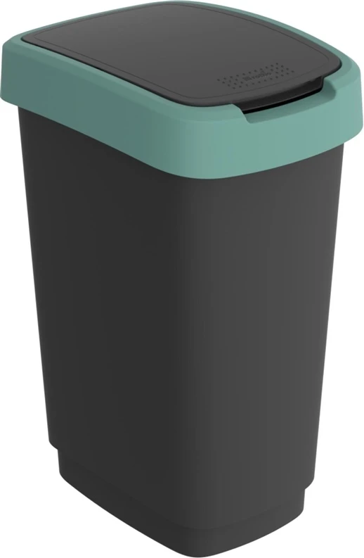 Šiukšliadėžė Rotho Twist, juoda/tamsiai žalia, 50 l