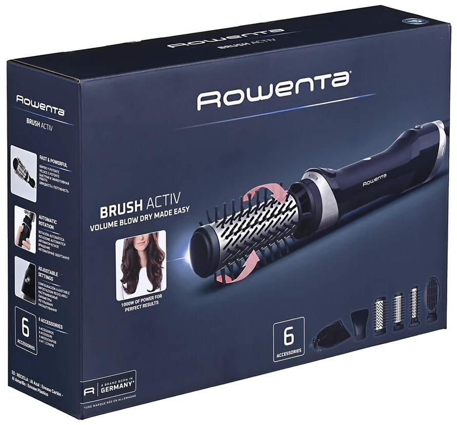 Rowenta Activ UB9540F0 hair styling tool Hot air brush Warm Juodas, Sidabrinis 1000 W