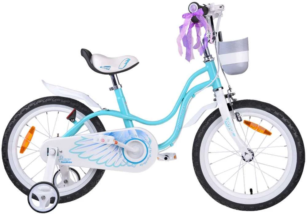 RoyalBaby vaikiškas dviratis 16" Little Swan, krepšys, šoniniai ratai RB16-18