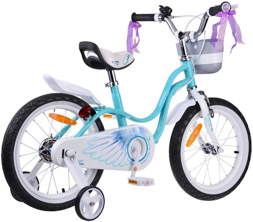 RoyalBaby vaikiškas dviratis 16" Little Swan, krepšys, šoniniai ratai RB16-18