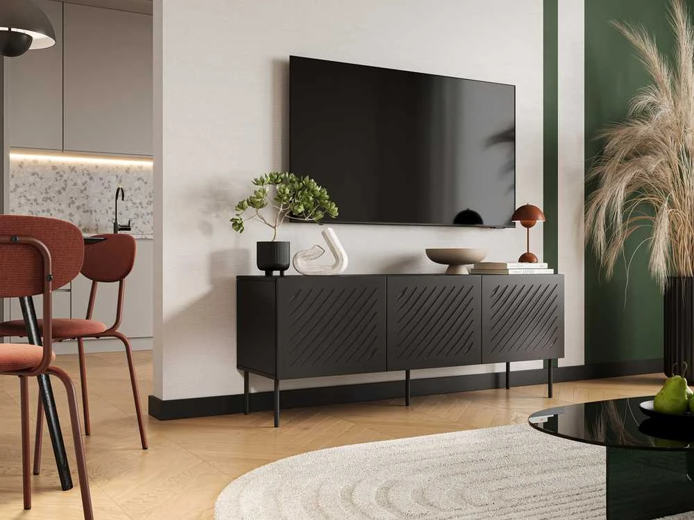 Cama Meble RTV cabinet SIENA 150.5x40x60 juodas matt