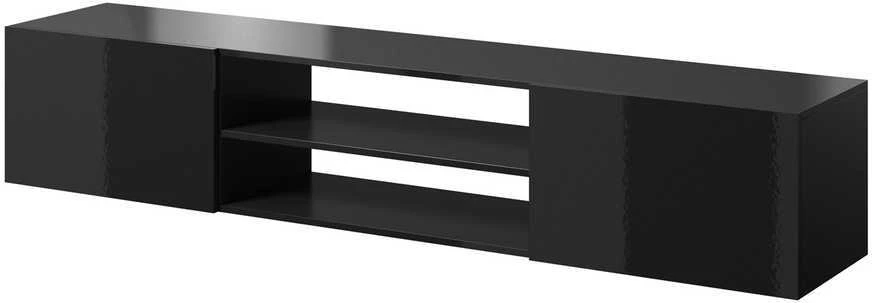 Laikiklis Cama Meble TV Spintelė - RTV Spinta Slide 200x40x37, Blizgus Juodas