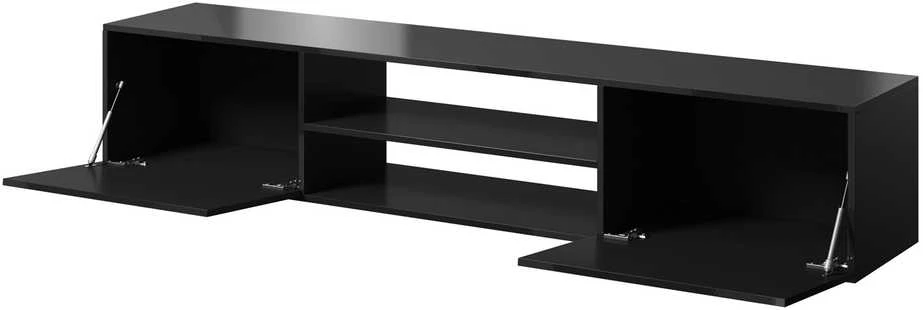 Laikiklis Cama Meble TV Spintelė - RTV Spinta Slide 200x40x37, Blizgus Juodas