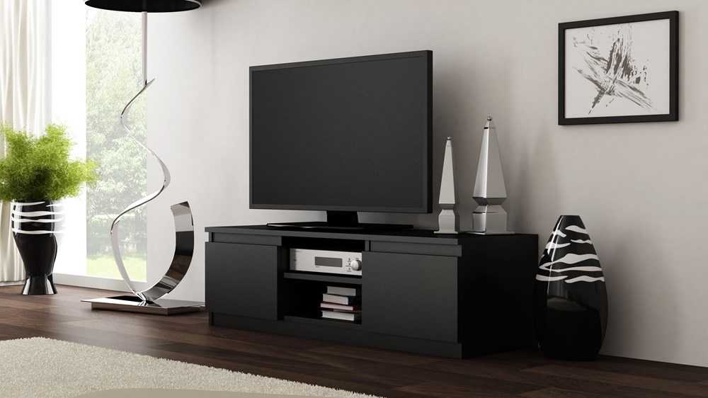 TV staliukas Top E Shop Televizoriaus Staliukas - Topeshop RTV120 CZAR, 2 lentynos, juodas