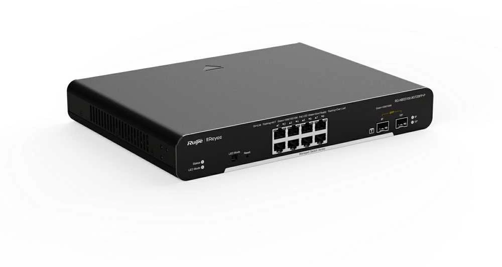 „Ruijie Networks“ RG-NBS3100-8GT2SFP tinklo komutatorius su valdomu L2 gigabito eternetu (10/100/1000) Juodas