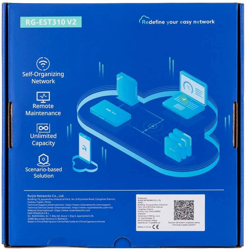 Maršrutizatorius Belaidis Bridge perdavimo įrenginys Ruijie RG-EST310 V2 (5 GHz, Dual-stream 802.11ac, 1KM)