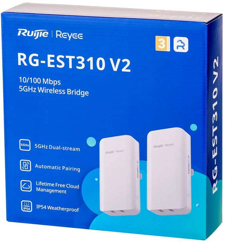 Maršrutizatorius Belaidis Bridge perdavimo įrenginys Ruijie RG-EST310 V2 (5 GHz, Dual-stream 802.11ac, 1KM)