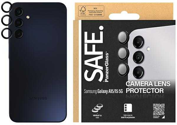 Panzer Glass SAFE by PanzerGlass fotoaparato dangtelis Samsung Galaxy A15 / A15 5G - su juodu rėmeliu