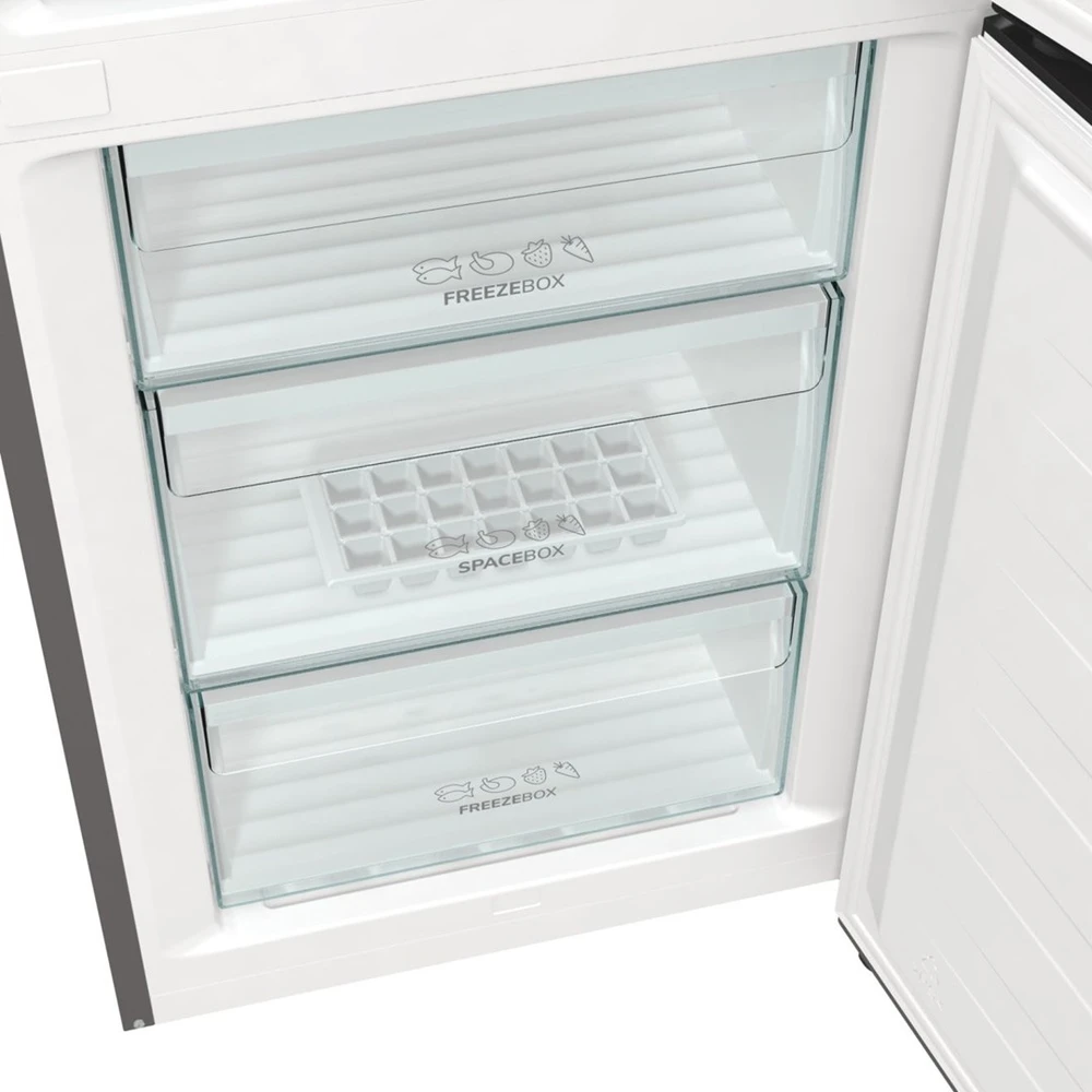 Gorenje | Šaldytuvas | NRK6192AXL4 | Energy efficiency class E | Free standing | Combi | Height 185 cm | No Frost system | Šaldytuvas net capacity 204 L | Šaldiklis net capacity 96 L | Ekranas | 38 dB | Stainless Steel