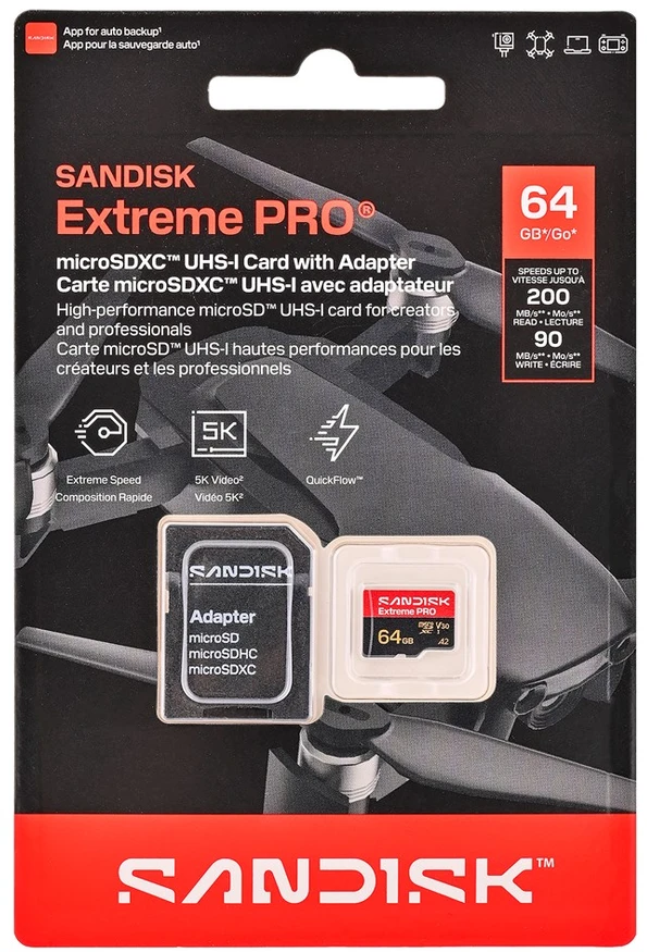 Atminties kortelė SanDisk Extreme PRO Micro SD UHS-I 64 GB Micro SDHC