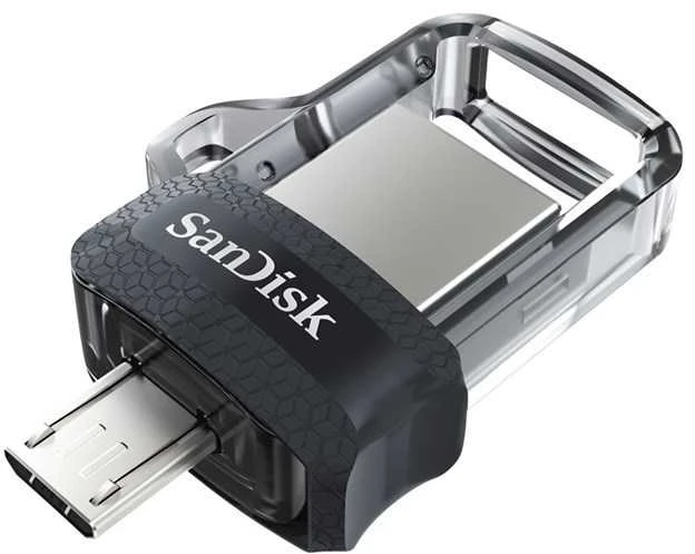 SanDisk 173386 USB flash drive 128 GB USB Type-A / Micro-USB Juodas, Transparent