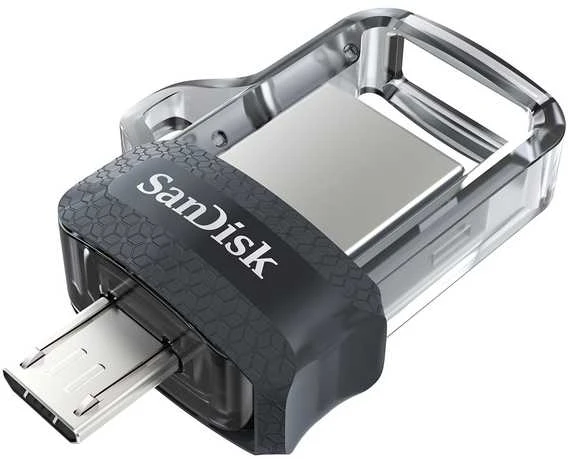 SanDisk 173386 USB flash drive 128 GB USB Type-A / Micro-USB Juodas, Transparent