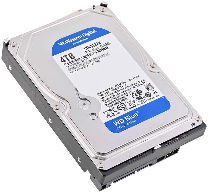 „Sandisk Western Digital WD Mėlyna“ 3,5 colio kompiuterio vidinis kietasis diskas, 4 TB, 5400 RPM, 128 MB, 3,5 colio, „Serial ATA III“