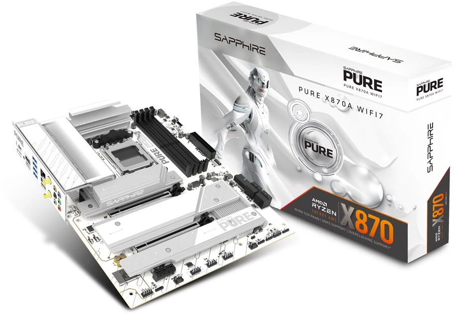 „Sapphire Pure X870A WiFi7“, AMD X870 pagrindinė plokštė – AM5 lizdas, DDR5