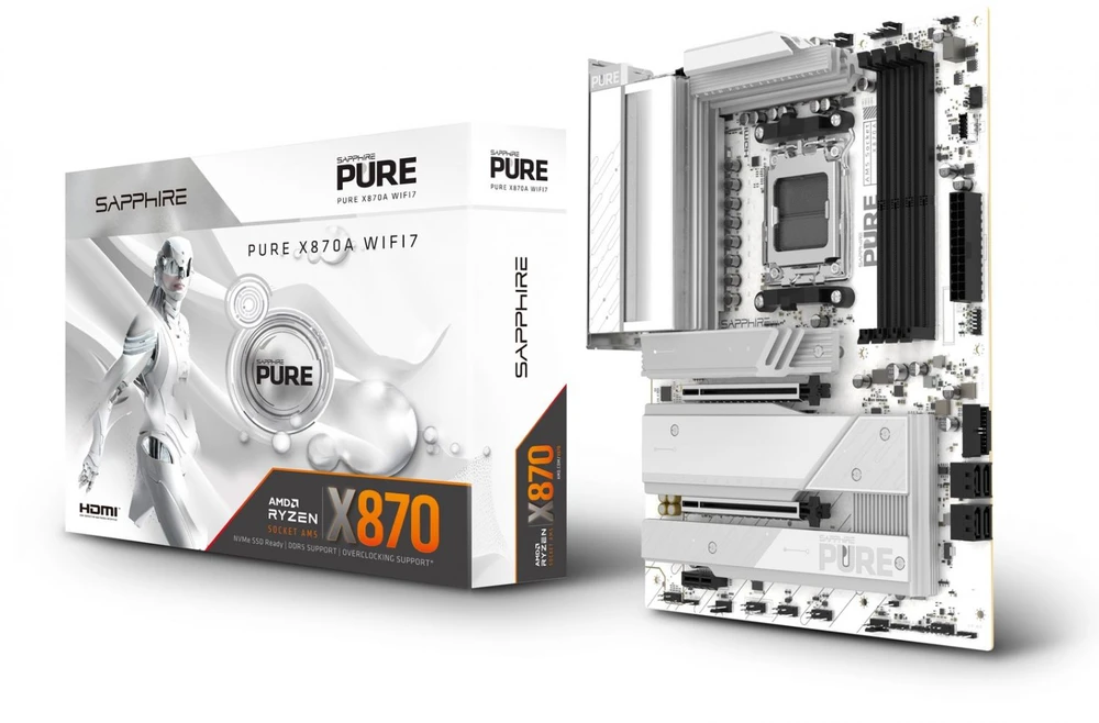 „Sapphire Pure X870A WiFi7“, AMD X870 pagrindinė plokštė – AM5 lizdas, DDR5