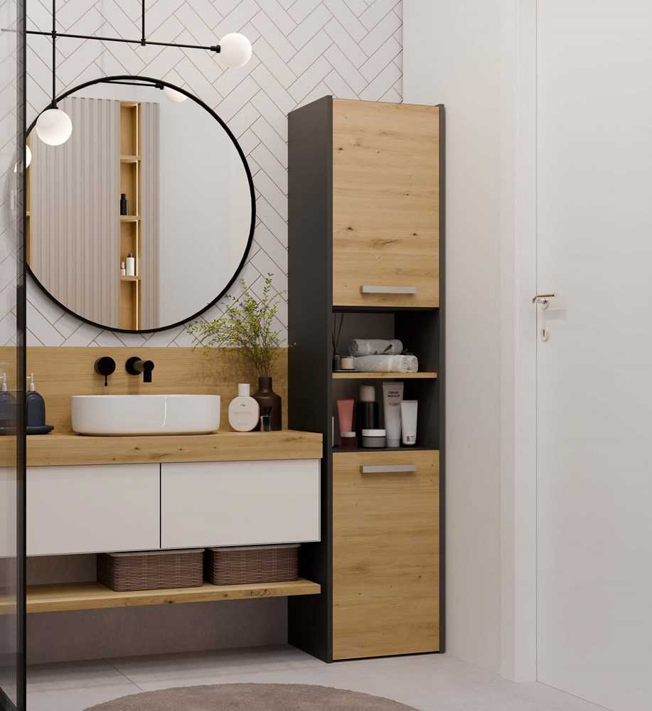 „Top E Shop“ „Topeshop S40 ANTRACYT/ARTISAN“ vonios kambario spintelė