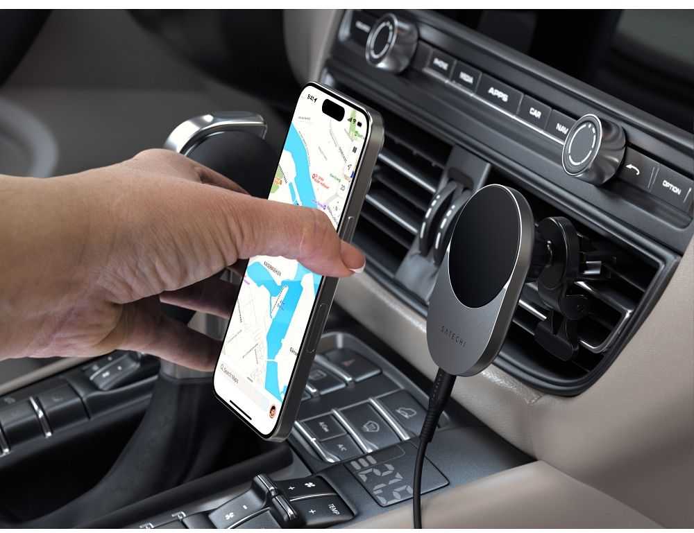SATECHI Qi2 belaidis automobilinis įkroviklis