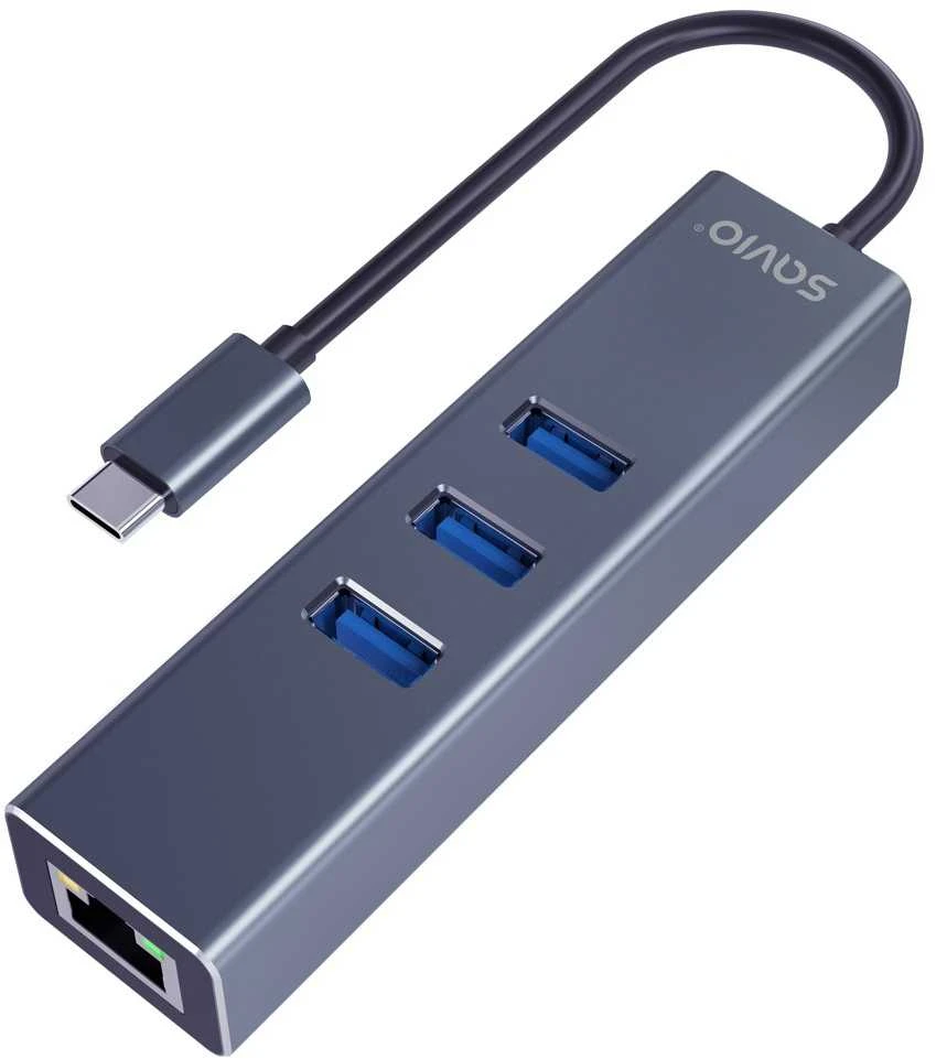 Savio AK-57 pilkas USB-C daugiafunkcis adapteris