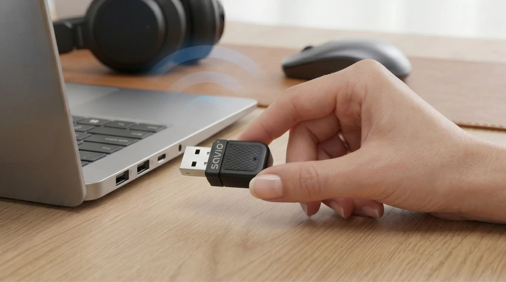 Savio BT-070 USB Bluetooth adapteris jungiamas į kompiuterį