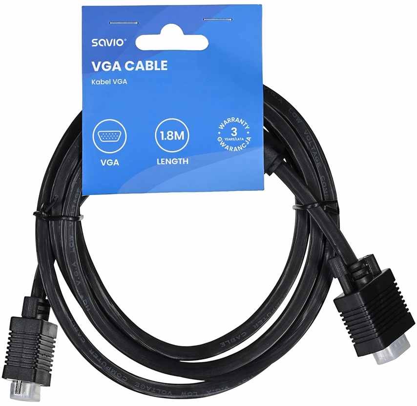 Savio Cl-202 VGA cable 1.8 m VGA (D-Sub) Juodas