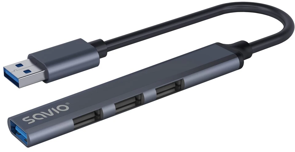 USB adapteriai – Savio AK-70 3 × USB-A 2.0, 1 × USB-A 3.1 Gen 1, 4 viename, 5 Gbps