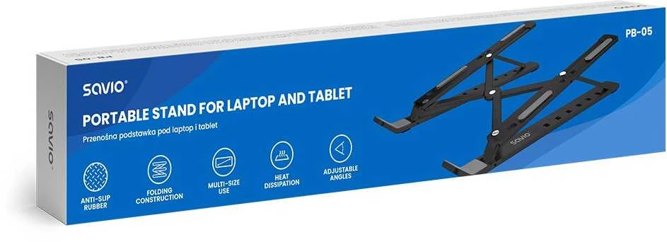 SAVIO PB-05 Office stand for laptop and tablet, juodas, aliuminio