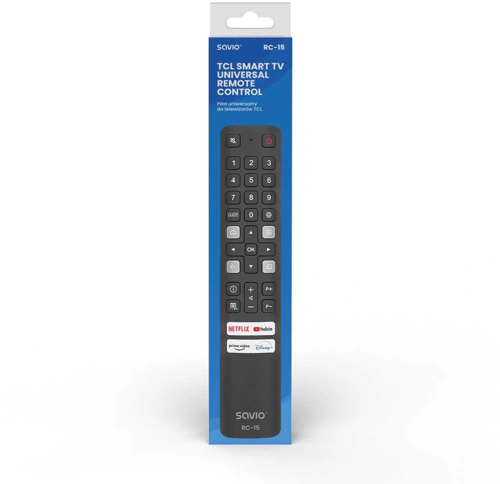 Savio RC-15 universalus / TCL išmaniojo televizoriaus nuotolinio valdymo pulto IR belaidžio mygtuko pakaitalas