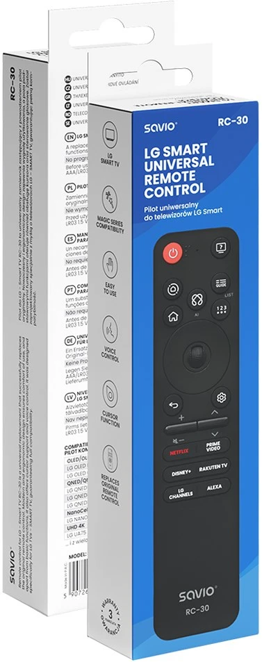 Savio RC-30 remote control IR/Bluetooth Press buttons