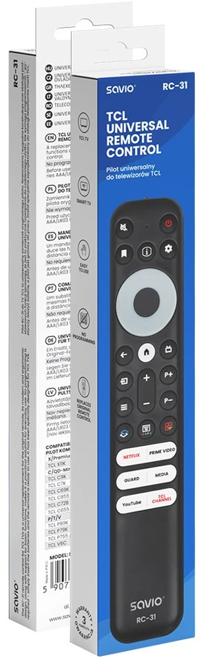 SAVIO RC-31 Universal/replacement remote control for TCL TV – SMART TV