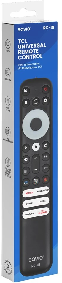 SAVIO RC-31 Universal/replacement remote control for TCL TV – SMART TV