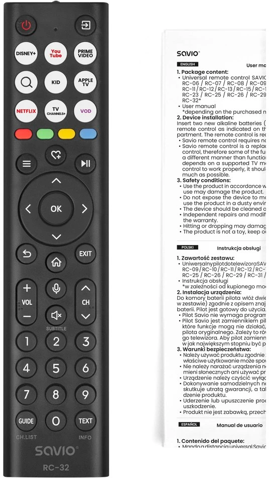 SAVIO RC-32 Universal/replacement remote control for HISENSE TV – SMART TV