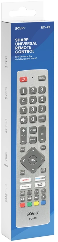 Universal Remote Control for SHARP TVs SAVIO RC-29