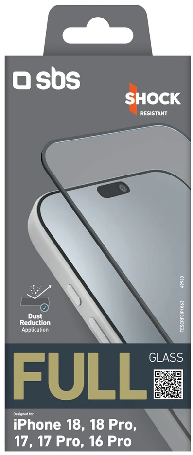 SBS Full Glass Tempered Glass for iPhone 18 / 18 Pro / 17 / 17 Pro / 16 Pro