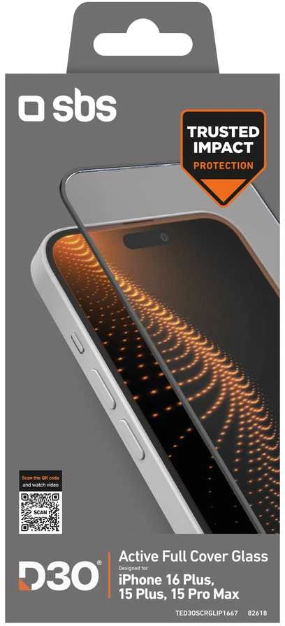SBS Apsauginis stiklas D3O su rėmeliu Apple iPhone 16 Plus / iPhone 15 Plus