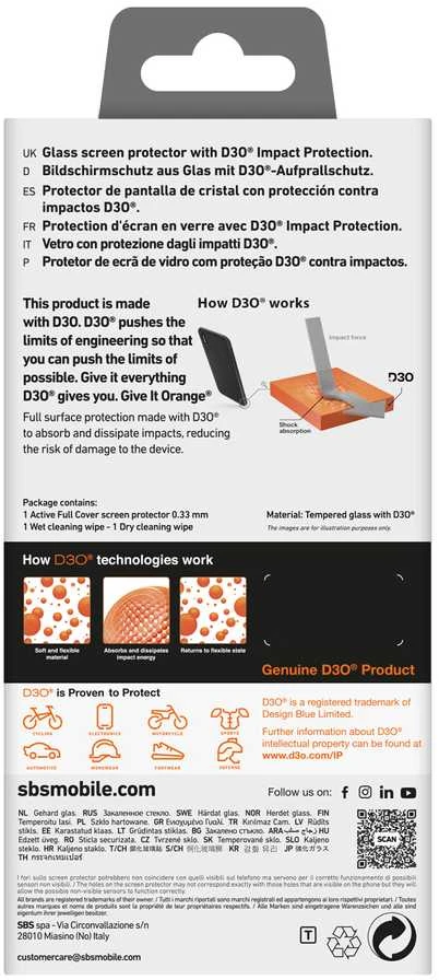 SBS Apsauginis stiklas D3O su rėmeliu Apple iPhone 16 / iPhone 15