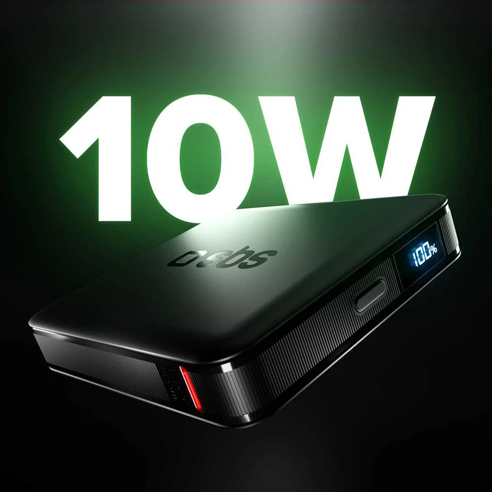 SBS HD 10W 5000mAh USB-C Power Bank with LCD Ekranas - Juodas