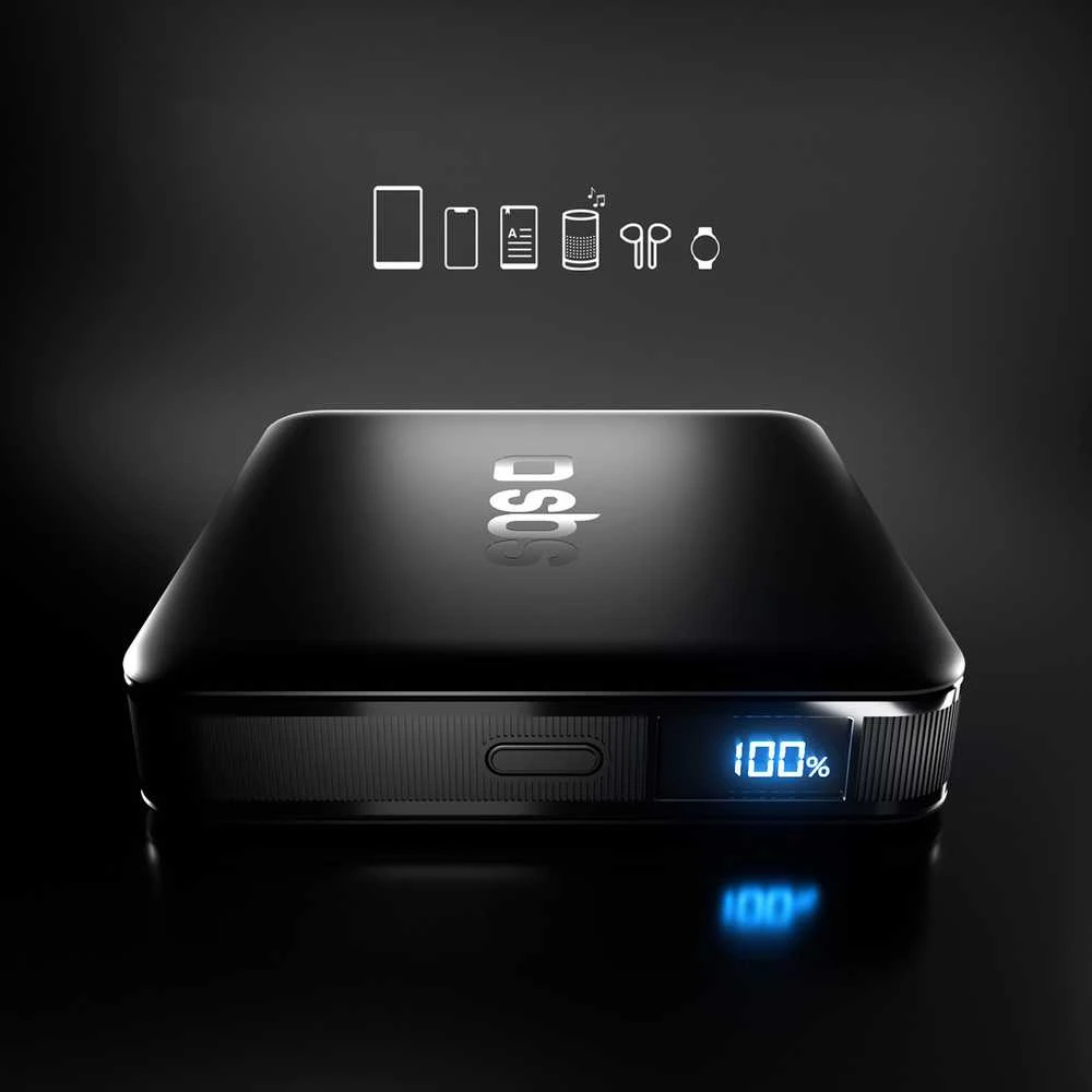 SBS HD 10W 5000mAh USB-C Power Bank with LCD Ekranas - Juodas