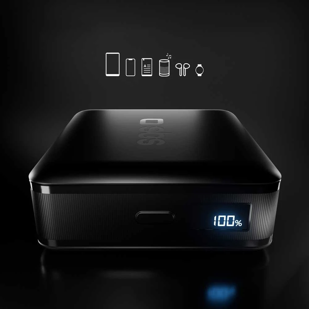 SBS HD 30W 10000mAh USB-C Powerbank with LCD Ekranas - Juodas