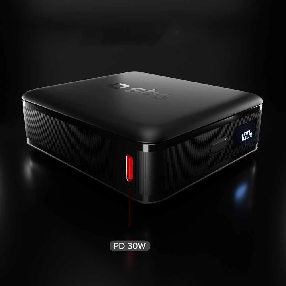 SBS HD 30W 10000mAh USB-C Powerbank with LCD Ekranas - Juodas