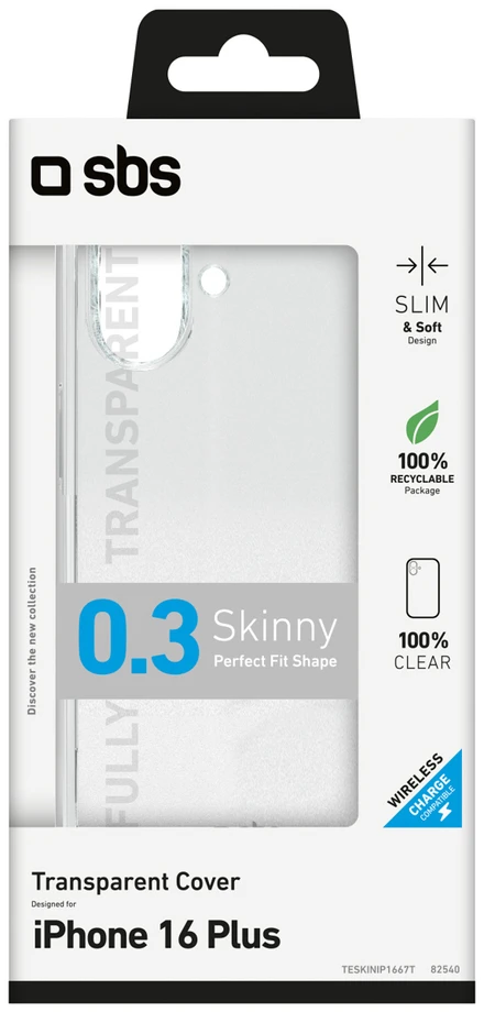 SBS plonas dėklas, skirtas iPhone 16 Plus - permatomas
