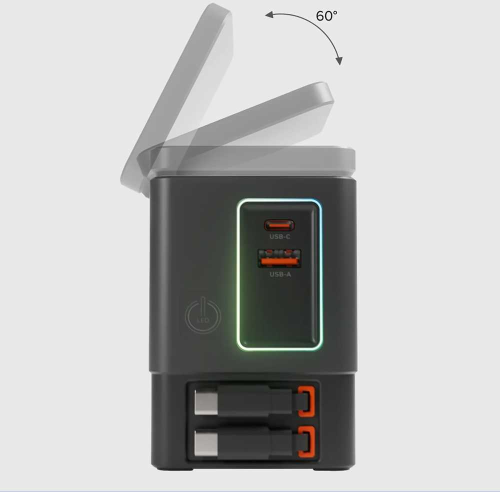 „SBS“ įkroviklis 6 viename su „MagSafe“, stovu ir USB-C laidais, 65 W – Juodas