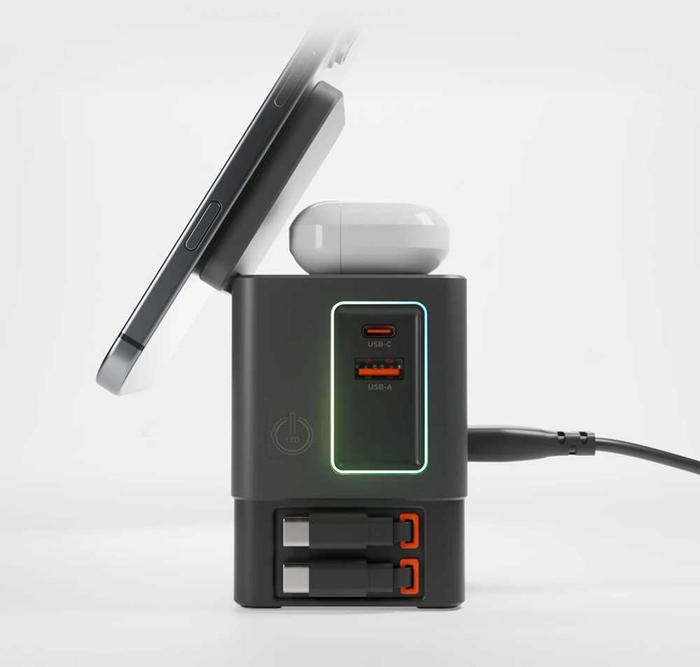 „SBS“ įkroviklis 6 viename su „MagSafe“, stovu ir USB-C laidais, 65 W – Juodas